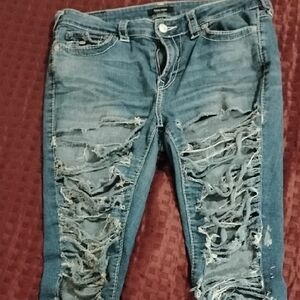 Distressed Blue Jeans